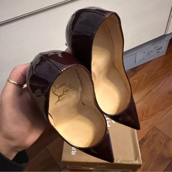 CHRISTIAN LOUBOUTIN Decollete Heels Pumps Burgundy 100mm 4 inches Size 36 6